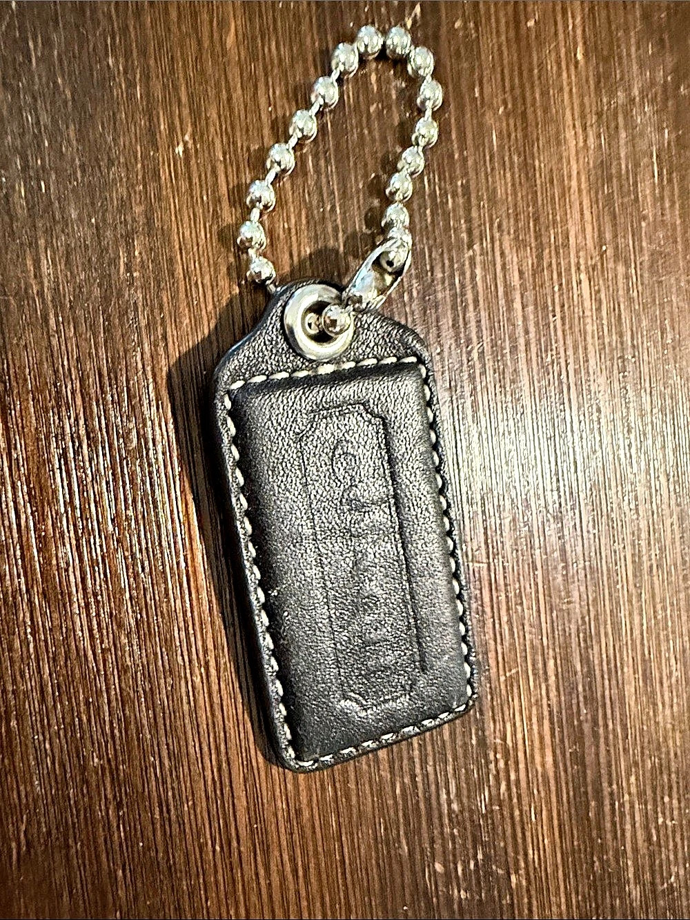 Coach Black Leather Hang Tag Key Case